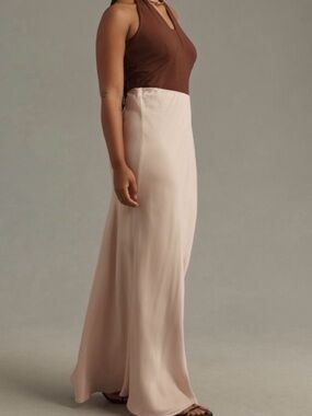 Anthropologie Tilda Blush Pink Satin Slip Skirt